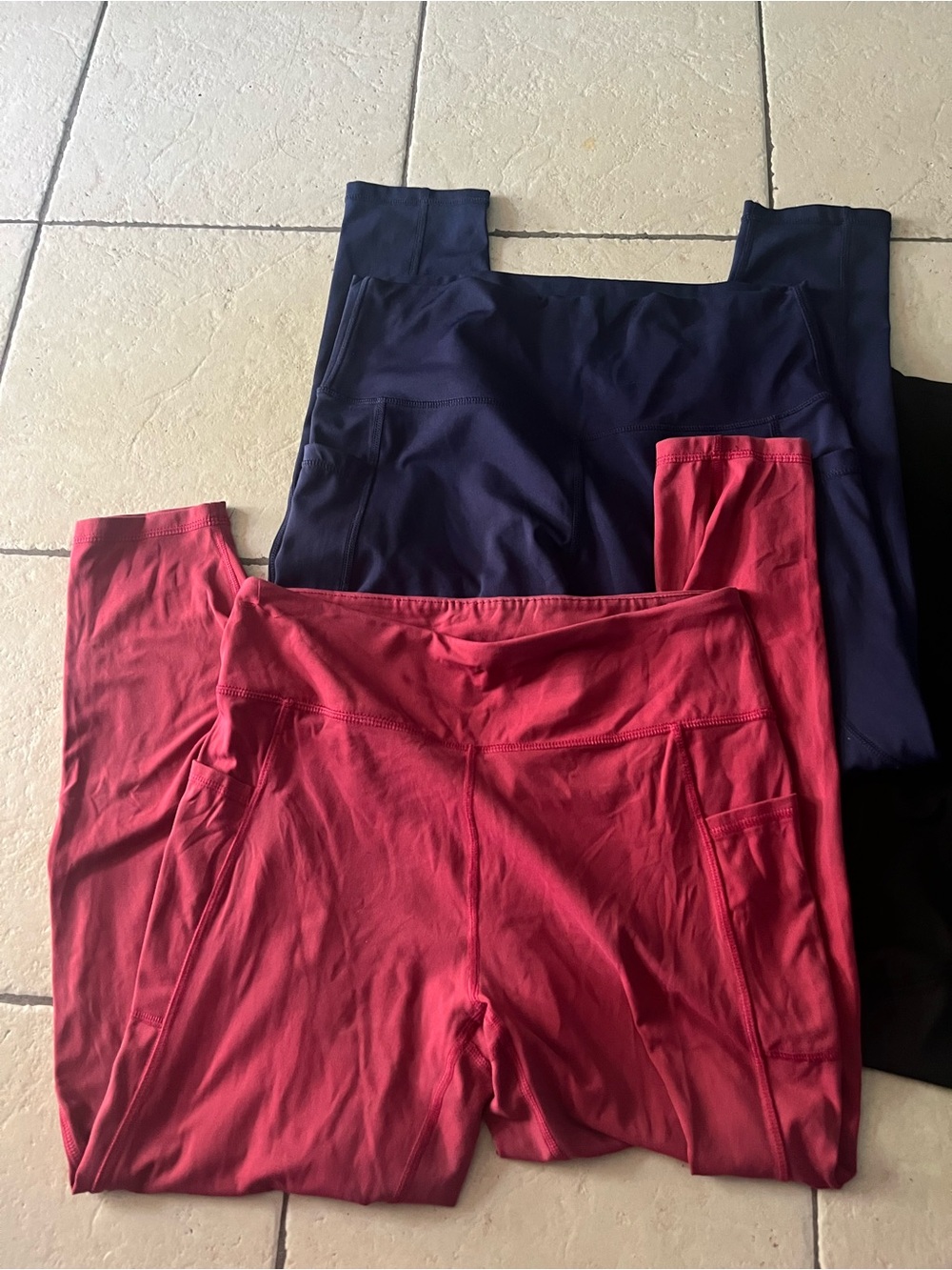 High-Waist Pocket Active Leggings - Red
